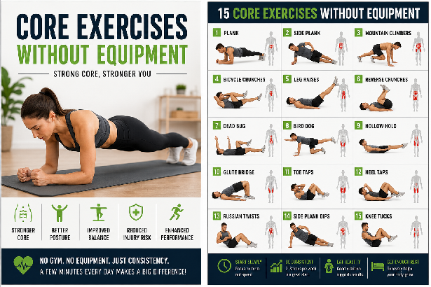 Core Exercises Without Equipment: 15 Simple Moves Daily