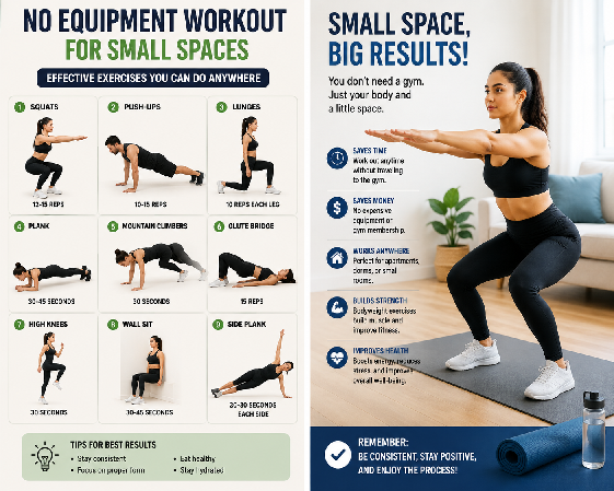 No Equipment Workout for Small Spaces Boosts Daily Fitness